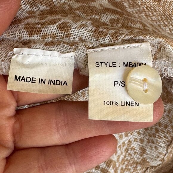 Monday  Barcelona 100%  Linen Tan Snake Print Long Sleeve Oversized Tunic Top - Picture 9 of 10